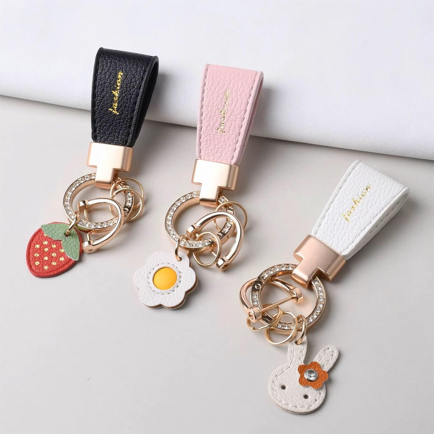 Car Key Pendant Colorful Keychain PU Leather Metal Car Key Chain