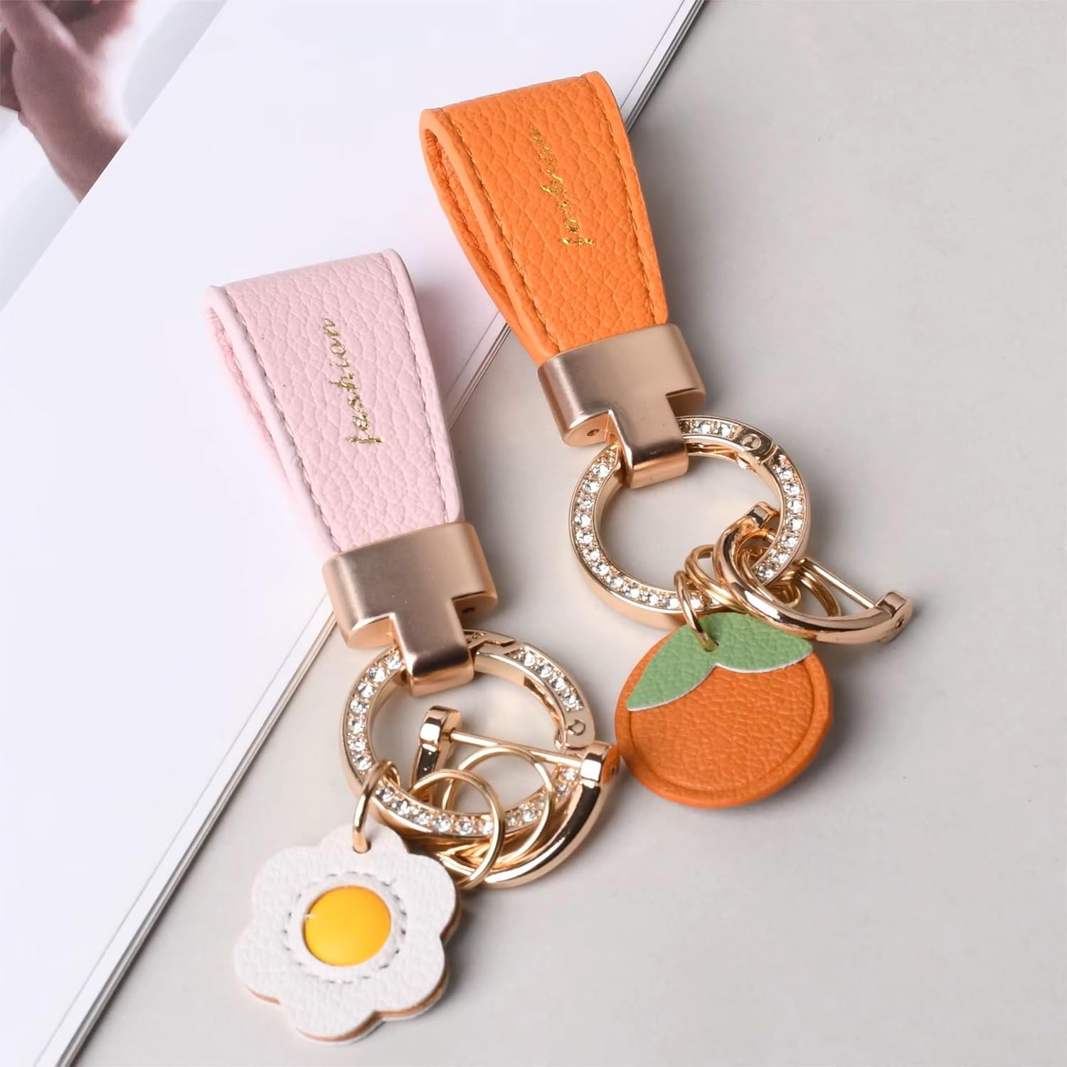 Car Key Pendant Colorful Keychain PU Leather Metal Car Key Chain